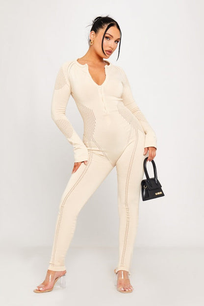 Nyra Deep V Neck Haremless Jumpsuit - Fehér